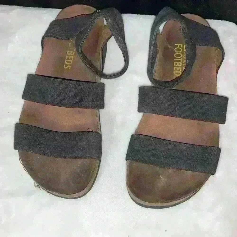 Women's White Mountain Harlequin Ankle Strap Sandal Black Elastic/Fabric size 7 - Picture 4 of 5